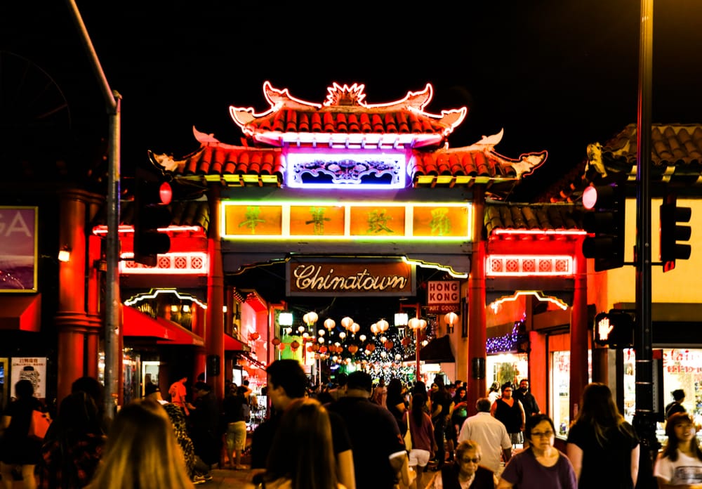 Chinatown gate at night